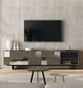 meuble TV contemporain / lowboard / modulable / en plaqué bois