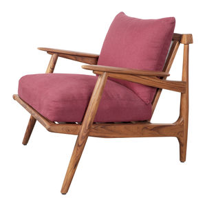 chaise contemporaine / tapissée / en tissu / en teck
