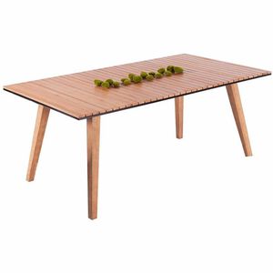 table contemporaine / en eucalyptus / avec piètement en eucalyptus / rectangulaire