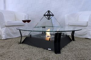 table basse contemporaine / en métal / en cristal / ronde