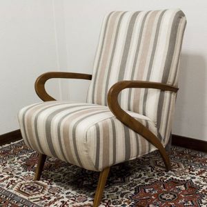 fauteuil classique / en tissu / en bois / à dossier haut