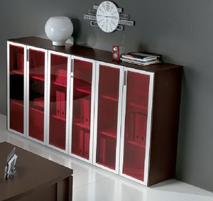 armoire de classement basse / en bois / en métal / avec porte battante