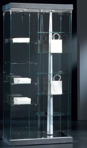 vitrine contemporaine / sur piétement / en verre / en bois laqué