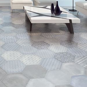 carrelage d'intérieur / de sol / en grès cérame / hexagonal