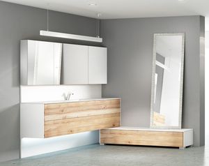 meuble vasque suspendu / en chêne / contemporain / avec tiroirs
