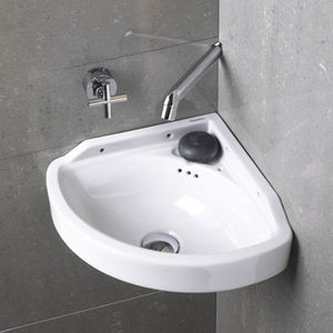 vasque suspendue / d'angle / en céramique / en chrome