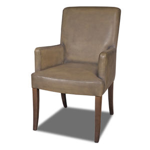 chaise de salle à manger classique / tapissée / avec accoudoirs / en cuir