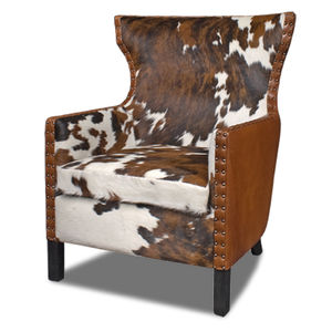 fauteuil classique / en cuir / en peau de vache / à oreilles