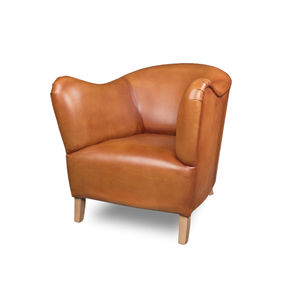 fauteuil classique / en cuir / noir / gris