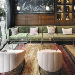 tissu d'ameublement / pour rideaux / uni / en polyester