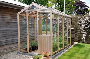 serre de jardinage / monochapelle / structure en bois / en verre