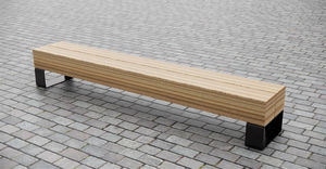 banc public / contemporain / en bois de feuillus / en métal