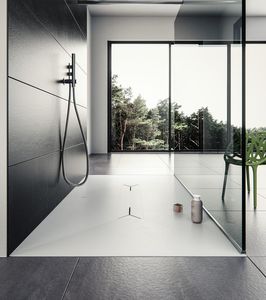 receveur de douche rectangulaire / surélevé / en Solid Surface / antidérapant