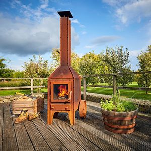 cheminée de jardin / à bois / design industriel / fermée