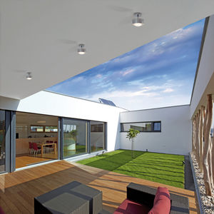 plafonnier contemporain / rond / en verre / en métal