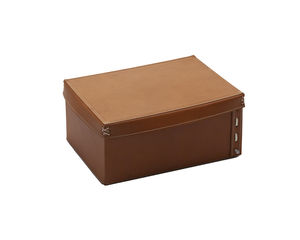 boîte de rangement en cuir / avec couvercle