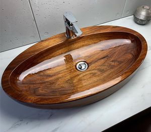 vasque à poser / ovale / bois / contemporaine
