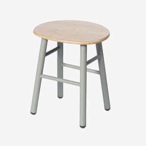 tabouret de travail en acier chromé / en bois / rouge / gris