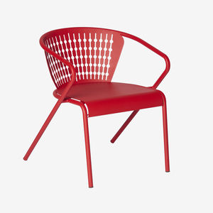 chaise de salle à manger contemporaine / avec accoudoirs / en acier à revêtement par poudre / d'extérieur