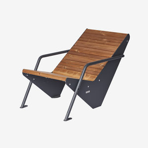 banc public / contemporain / en pin / en acier galvanisé