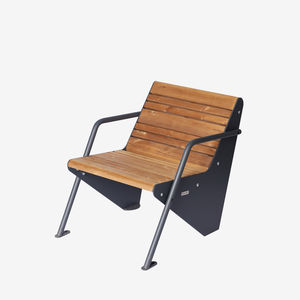 banc public / contemporain / en pin / en acier galvanisé