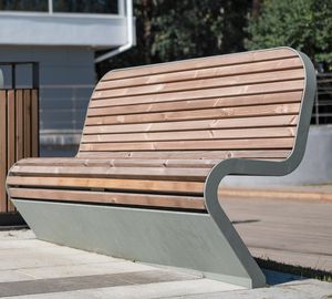 banc public / contemporain / en bois / en acier galvanisé