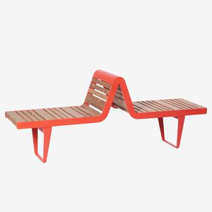 banc public / contemporain / en pin / en acier galvanisé
