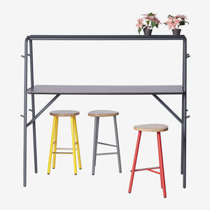table mange-debout contemporaine / en acier à revêtement par poudre / avec piètement en acier peint / rectangulaire
