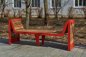 banc public / contemporain / en bois / en acier galvanisé