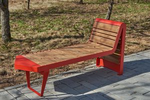 banc public / contemporain / en bois / en acier galvanisé