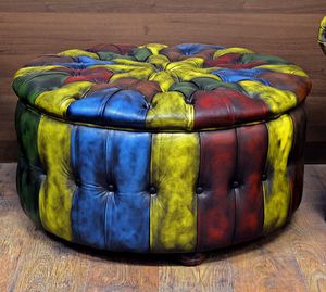 ottoman chesterfield / en cuir / tapissé / rond