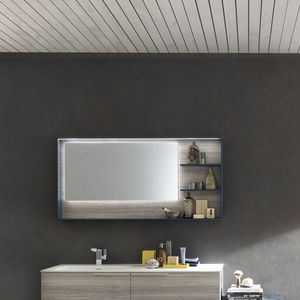 miroir de salle de bain mural / lumineux (LED) / avec étagère / contemporain