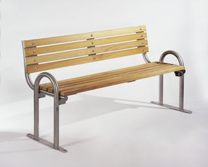 banc public / contemporain / en iroko / en inox