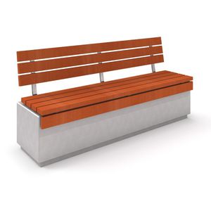 banc public / contemporain / en béton / en bois
