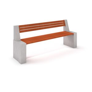 banc public / contemporain / en béton / en bois