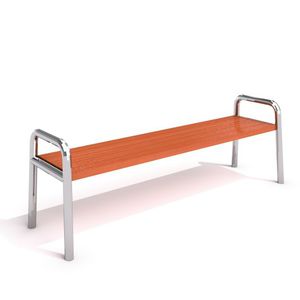 banc public / contemporain / en acier inoxydable / en bois