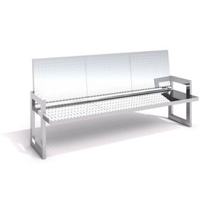 banc public / contemporain / en acier inoxydable / avec dossier