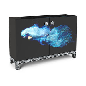 buffet de style / bois / en verre / noir