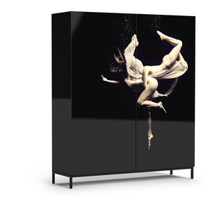 armoire contemporaine / bois / en verre / à porte battante
