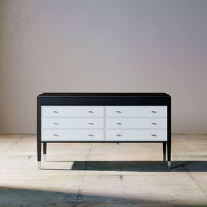 commode contemporaine / en frêne / en bois laqué / beige
