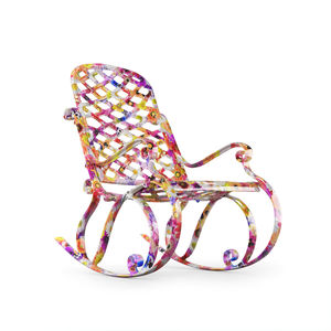 fauteuil contemporain / en métal peint / à bascule / multicolore