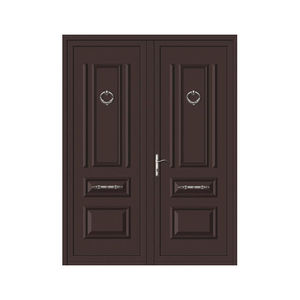 porte d'entrée / battante / en aluminium / semi-vitrée