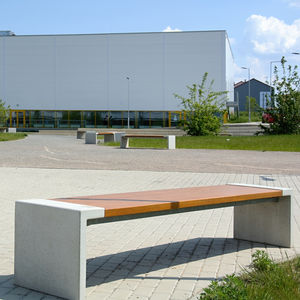banc public / contemporain / en bois / en acier galvanisé