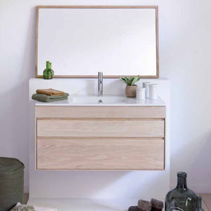 meuble vasque suspendu / en chêne / contemporain / avec miroir