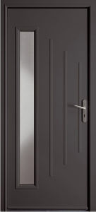 porte d'entrée / battante / en aluminium / semi-vitrée