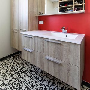 meuble vasque suspendu / en chêne / en mélaminé / contemporain