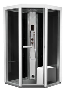 cabine de douche à vapeur / en verre / rectangulaire / avec porte battante