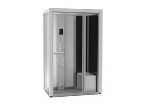 cabine de douche à vapeur / en verre / rectangulaire / avec porte battante