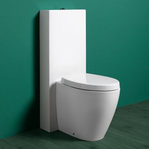 WC monobloc / en céramique / avec bouton de chasse d'eau