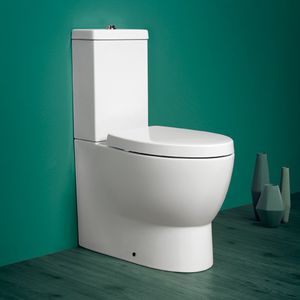 WC monobloc / en céramique / avec bouton de chasse d'eau